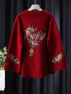中国风刺绣花妈妈唐装外套本命年新年婚宴过年拜年红色中式上衣服