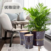 小中特大号咖啡色欧式袖珍椰子虎皮兰幸福树植物家用落地陶瓷花盆