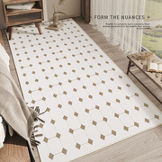 地毯卧室2024现代简约奶油风床边房间高级感黑白格法式加厚毯