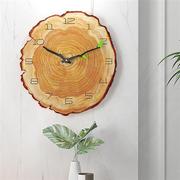 木质年轮时钟墙上免打孔挂钟表客厅创意北欧装饰静音家用艺术挂表