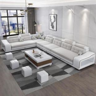 定制2022布艺沙发大小户型组合转角可拆洗实木皮布现代简约客