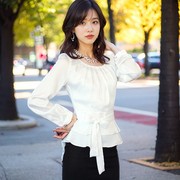 圆领风格0253防晒大码衬衫长袖职业韩版时尚OL女春装雪纺