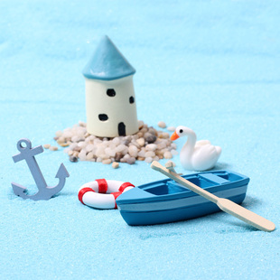 苔藓微景观地中海风格DIY手工小船船锚泳圈救生圈海星装饰品摆件