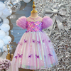 女童公主裙夏装儿童带蝴蝶，翅膀洋气连衣裙宝宝，表演泡泡袖礼服纱裙