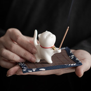 故宫猫香插可爱小猫咪线香炉陶瓷工艺品茶桌品香闻香茶道配件中式