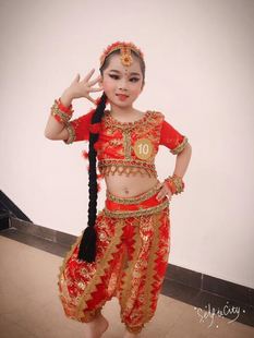 儿童印度舞演出服少儿新疆舞，表演服女童肚皮舞服装幼儿民族舞蹈服