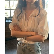 白色短袖衬衫女设计感小个子2023夏季外穿上衣半袖休闲衬衣女款夏