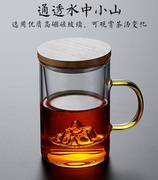 绿茶杯耐高温玻璃杯子过滤带把带盖带虑孔家用透明办公室泡茶杯