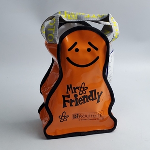 日本mr. friendly微笑可爱先生橙色斜挎手提包收纳包