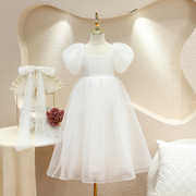 2023夏季女童仙女裙气质，白色网纱长裙，公主裙礼服大裙摆连衣裙