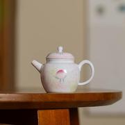纯手绘桃粉小品壶茶壶，单个家用陶瓷冲茶器，带过滤泡茶水壶功夫茶具