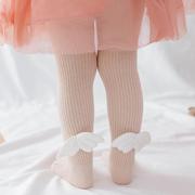23春秋新款儿童连裤袜白色针织天使翅膀宝宝连体外穿女童打底裤袜