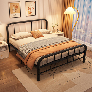 欧式铁艺床双人床简约现代1.5米公主铁床单人床出租屋铁架儿童1.8