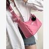 网红粉色尼龙帆布包包女夏大学生上课休闲大容量单肩包斜挎包
