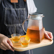 日式锤纹方形冷水壶凉水壶 耐高温玻璃果汁茶壶柠檬杯玻璃壶