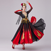 新疆舞蹈服装演出服，大摆裙红色艺考连衣裙，民族风表演维吾族女