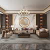 新中式沙发简约禅意客厅别墅，现代全实木布艺，轻奢真皮沙发组合家具