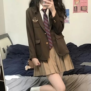 jk制服套装女学生三件套百褶裙学院风西装小个子盐系少女感穿搭秋