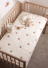 ins风新生儿童房宝宝婴儿，床褥小熊刺绣绗缝床单床护垫