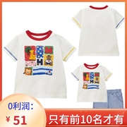 710451905miki绘画海军短袖T恤日系童装夏季刺绣上衣