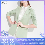 aui绿色高端气质西装，外套女2023春秋小众设计职业休闲小西服
