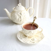 法式复古奶油色丘比特天使陶瓷欧式宫廷咖啡杯碟英式下午茶红茶杯