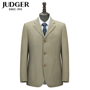 judger庄吉男士条纹西服套装上衣，商务休闲羊毛宽松西装毛料外套