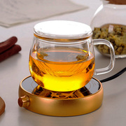 玻璃茶杯加厚带盖透明泡茶圆趣杯耐热硼硅玻璃杯，花茶杯公杯创意