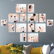 客厅装饰照片墙水晶婚纱照放大相框挂墙创意组合沙发背景墙定制作