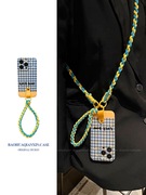 田园风格纹编织手绳适用于苹果x手机壳，xr斜挎挂绳xsmaxiphone7可背带式i8plus高级感6p文艺se2气质5代4s