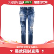 香港直发dsquared2d二次方，男士牛仔裤蓝色，破洞补丁复古时尚潮流