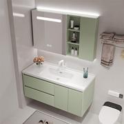 轻奢橡木陶瓷一体盆浴室柜，组合北欧简约实木，智能镜卫浴柜洗漱台盆
