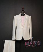 男士西装结婚礼服商务，正装韩版修身男装，西服白色主持人服装出租