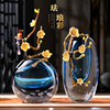 新中式古法琉璃水晶花瓶客厅摆件轻奢高档高级感玻璃饰品酒柜装饰