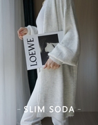 slimsoda20年春秋女灯笼，泡泡袖针织开衫，中长款过膝宽松