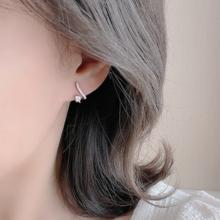 爱心双层水钻耳环s925纯银，桃心形耳饰小众，设计感耳圈高级耳钉女士