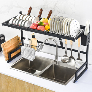厨房碗碟沥水架不锈钢黑色水槽架碗碟架收纳架置物架调料架碗盘架