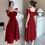 法式小众红色连衣裙日常可穿高级感结婚红裙子新娘回门敬酒礼服裙