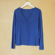 网红克莱因蓝开衫莫代尔，棉长袖空调，防晒短款披肩大码薄款女装外套