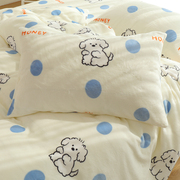 奶油小狗狗儿童牛奶，绒枕头套单个40x60珊瑚绒枕套一对装48cmx74cm