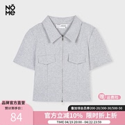 NOME诺米2023夏季女装双拉链POLO领修身高级感短袖T恤女