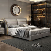 2023床现代皮床婚床1.8米别墅主，卧床大小户型，落叶松全实木框架单