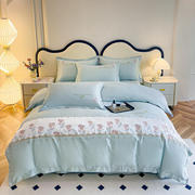 全欧式四件套高端刺绣套件床单床笠田园被套床上用品4棉轻奢60支
