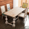 欧式圆形实木餐桌美式乡村桌，复古做旧原木，简约松木长方形桌椅组合