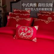 婚庆四件套结婚床上用品全棉双人床龙凤大红喜被新婚床红色