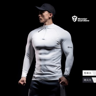 monsterguardians终极科技系列男修身健身运动长袖高弹训练t恤