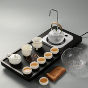 日式茶具套d装乌金石，一体茶盘自动上水电，陶炉煮茶器玻璃烧茶壶家