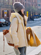 黄色奶呼呼羽绒服女短款2023冬季高级感炸街流行加厚外套