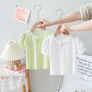 童装女童中国风短袖T恤夏季婴儿莫代尔上衣儿童女宝宝半袖打底衫