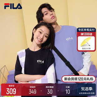 FILA 斐乐情侣短袖T恤2024春多彩百搭休闲宽松上衣男女半袖t